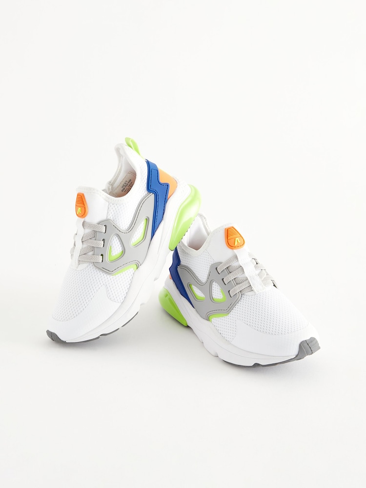 White/Lime Green Elastic Lace Trainers - Image 1 of 6