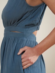 Truly Blue 100% Cotton Cheesecloth Square Neck Jumpsuit - Image 4 of 4