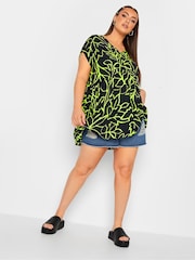 Yours Curve Black Ruched V-Neck Blouse - Image 2 of 4