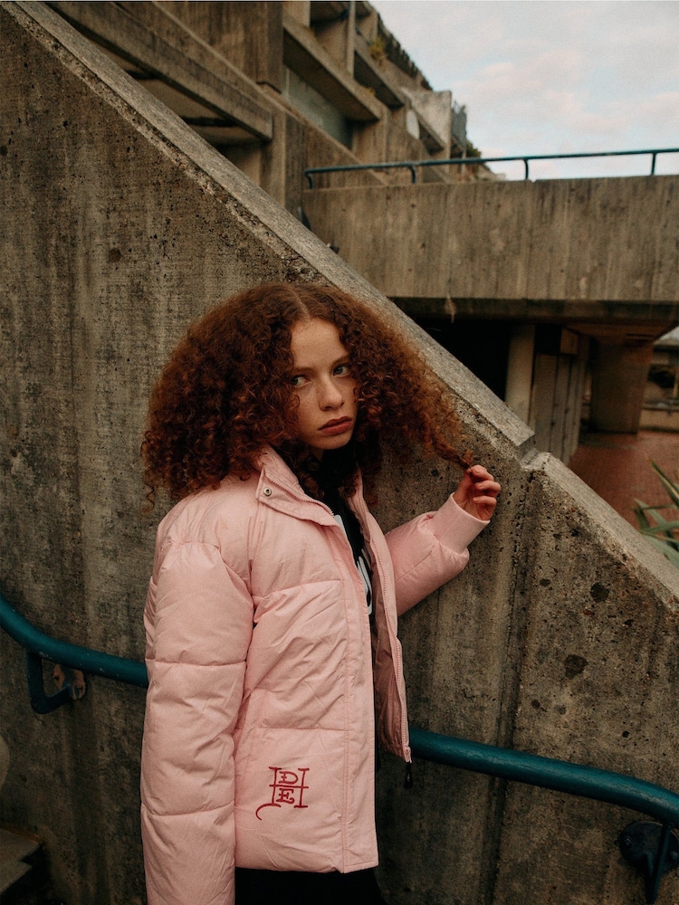 Hype X Ed Hardy Kids Cropped Pink Puffer Jacket - Image 1 of 9