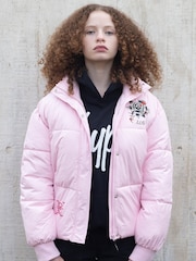 Hype X Ed Hardy Kids Cropped Pink Puffer Jacket - Image 3 of 9