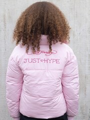 Hype X Ed Hardy Kids Cropped Pink Puffer Jacket - Image 4 of 9