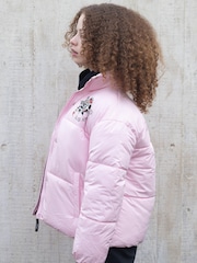 Hype X Ed Hardy Kids Cropped Pink Puffer Jacket - Image 5 of 9