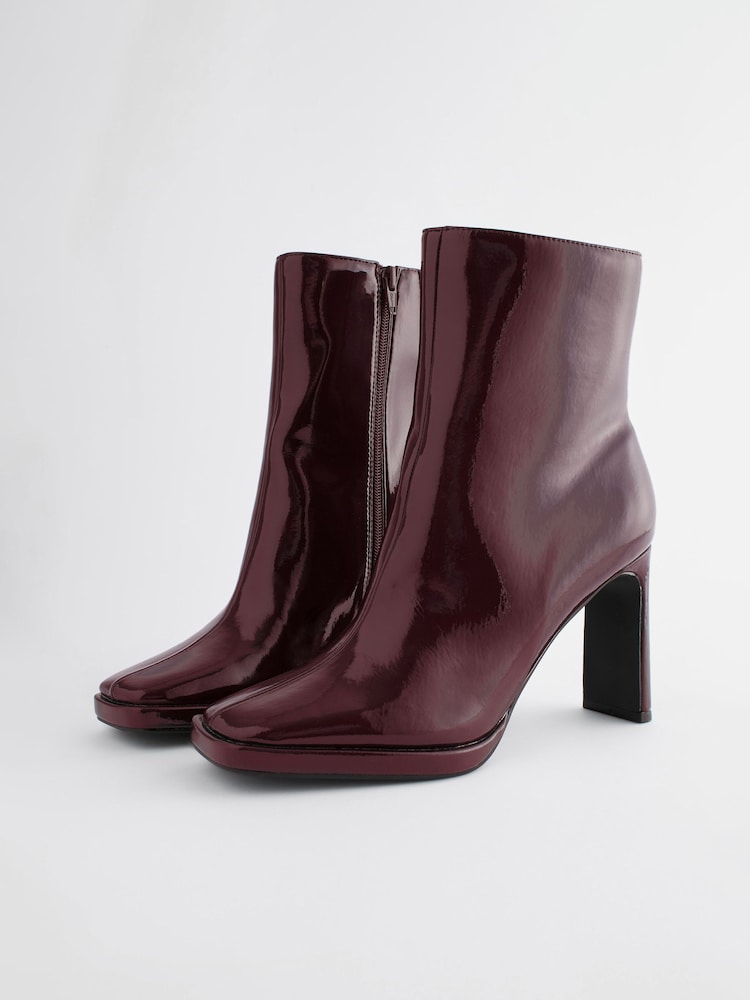 Burgundy Red Forever Comfort® Squared Toe Ankle Heeled Boots - Image 2 of 5