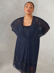 Live Unlimited Curve - Navy Blue Embellished Dress - Image 7 of 8