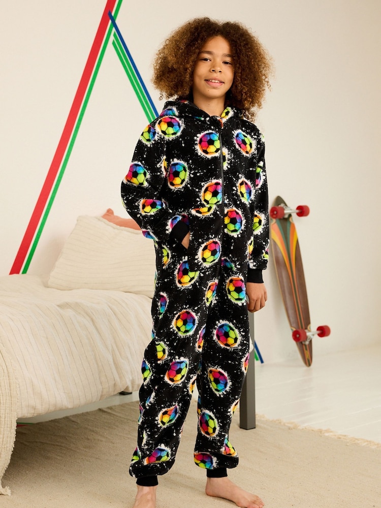 Black Football Fleece All-In-One (3-16yrs) - Image 1 of 7