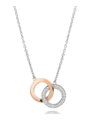 Beaverbrooks Cubic Zirconia Sterling Silver Double Circle Necklace - Image 1 of 3