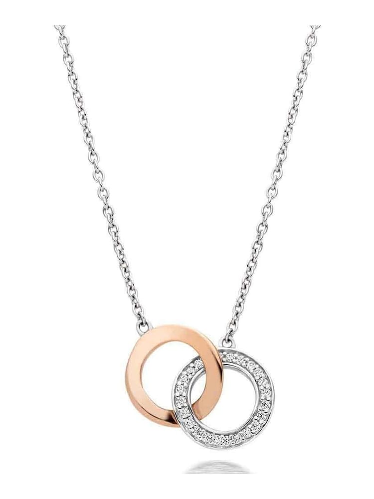 Beaverbrooks Cubic Zirconia Sterling Silver Double Circle Necklace - Image 1 of 3