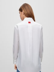 HUGO White Relaxed Fit Stretch Cotton Blouse - Image 2 of 6