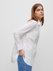 HUGO White Relaxed Fit Stretch Cotton Blouse - Image 3 of 6