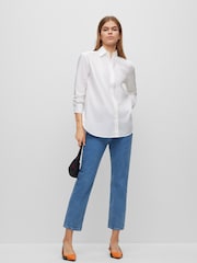 HUGO White Relaxed Fit Stretch Cotton Blouse - Image 4 of 6