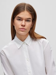 HUGO White Relaxed Fit Stretch Cotton Blouse - Image 5 of 6