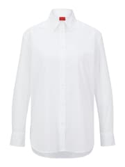 HUGO White Relaxed Fit Stretch Cotton Blouse - Image 6 of 6
