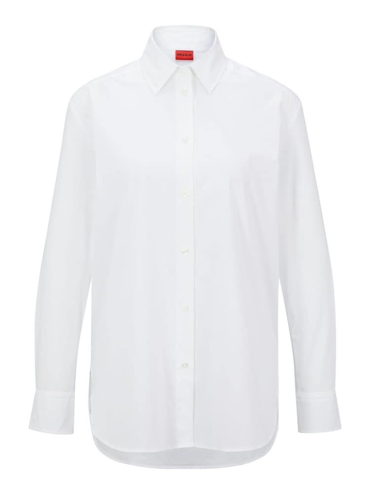 HUGO White Relaxed Fit Stretch Cotton Blouse - Image 6 of 6