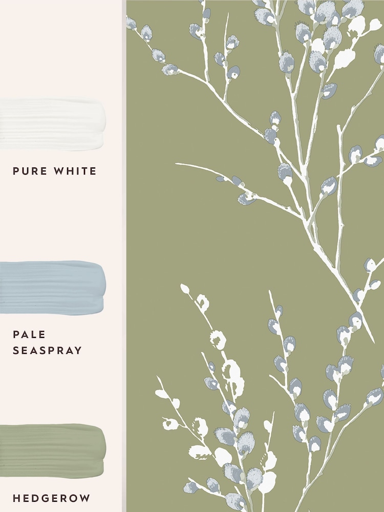 Laura Ashley Moss Green Pussy Willow 10M Wallpaper - Image 4 of 4