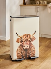 Natural Hamish The Highland Cow 60 Litre Soft Close Pedal Bin - Image 1 of 5