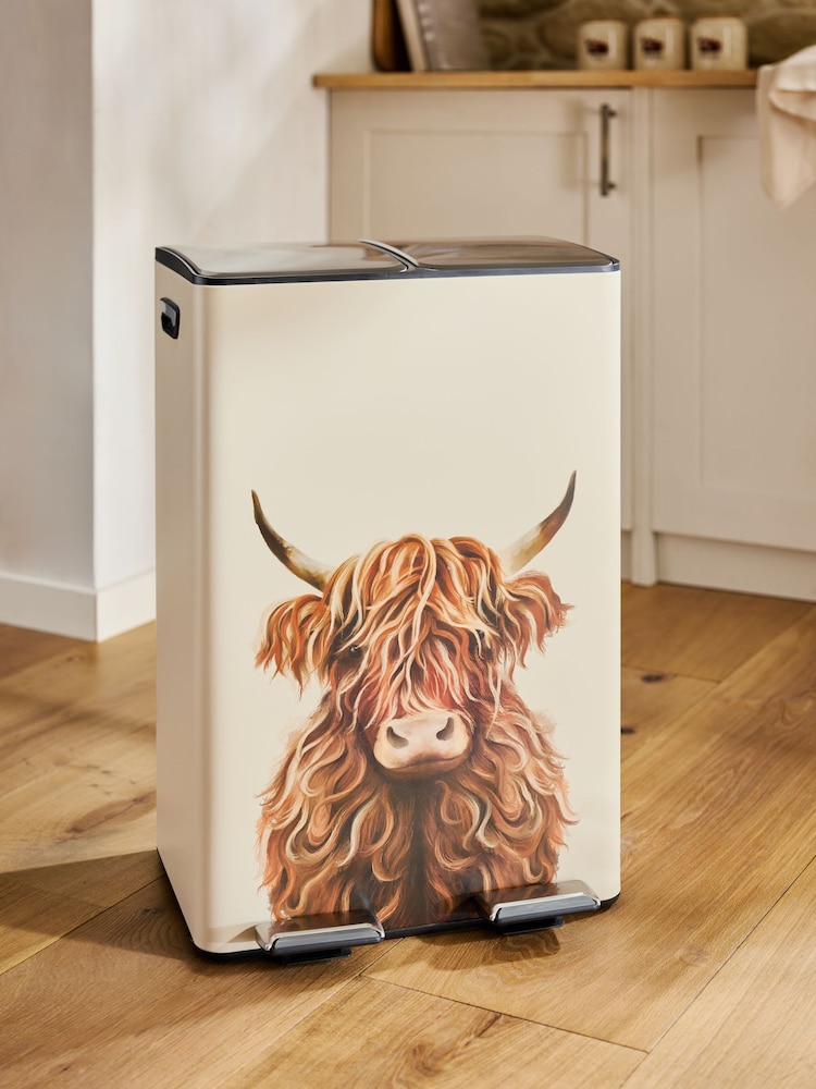 Natural Hamish The Highland Cow 60 Litre Soft Close Pedal Bin - Image 1 of 5 Natural Hamish The Highland Cow 60 Litre Soft Close Pedal Bin - Image 1 of 5