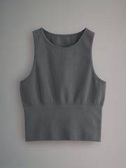 The Set Black/Grey 2 Pack Seamless Ribbed Vest Tops - Image 7 of 9