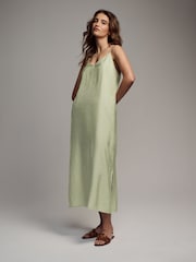 The Set Black/Khaki Green 2 Pack Midi Strappy Slip Dress - Image 10 of 18