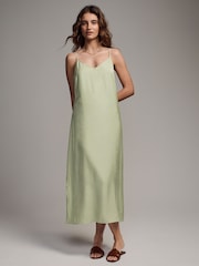 The Set Black/Khaki Green 2 Pack Midi Strappy Slip Dress - Image 11 of 18