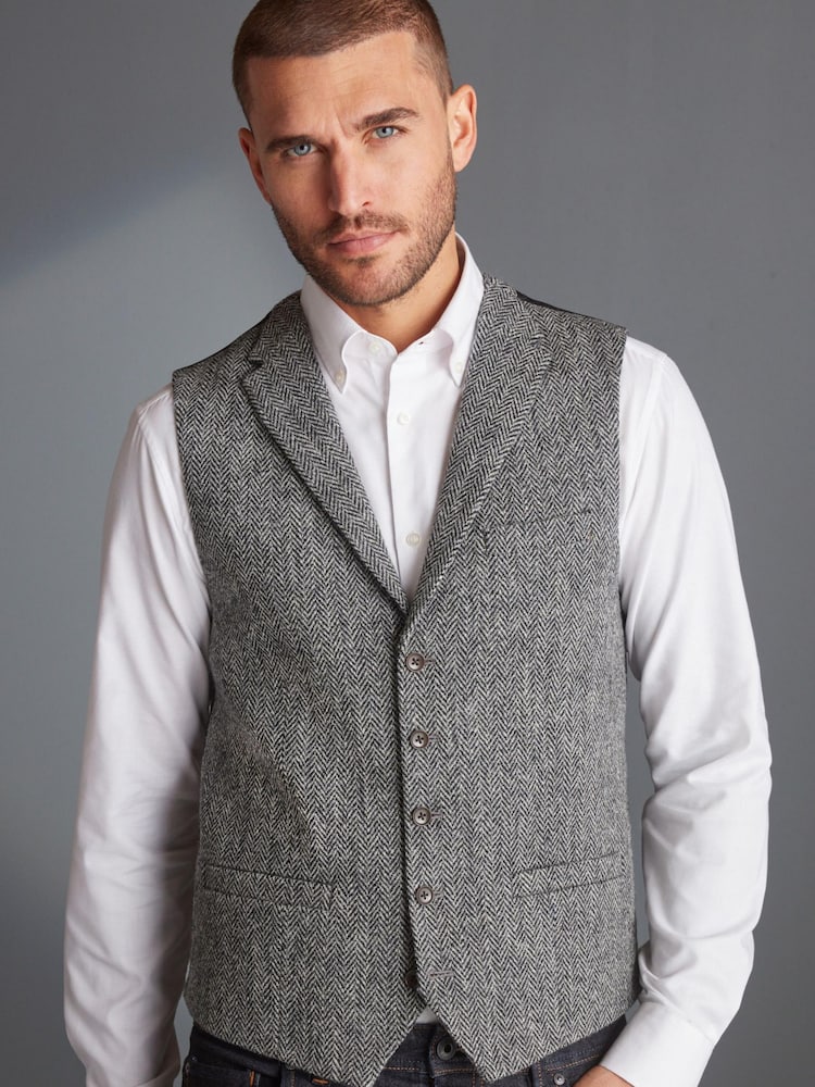 Grey Signature Harris Tweed Waistcoat - Image 1 of 9