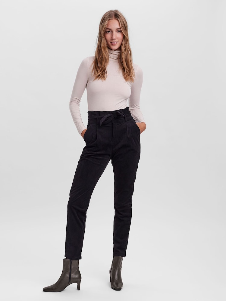 VERO MODA Black Petite High Waisted Paperbag Trousers - Image 3 of 7