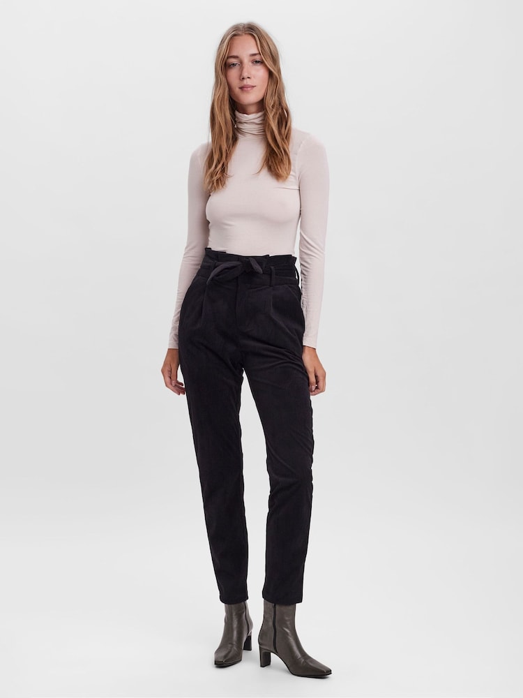 VERO MODA Black Petite High Waisted Paperbag Trousers - Image 4 of 7