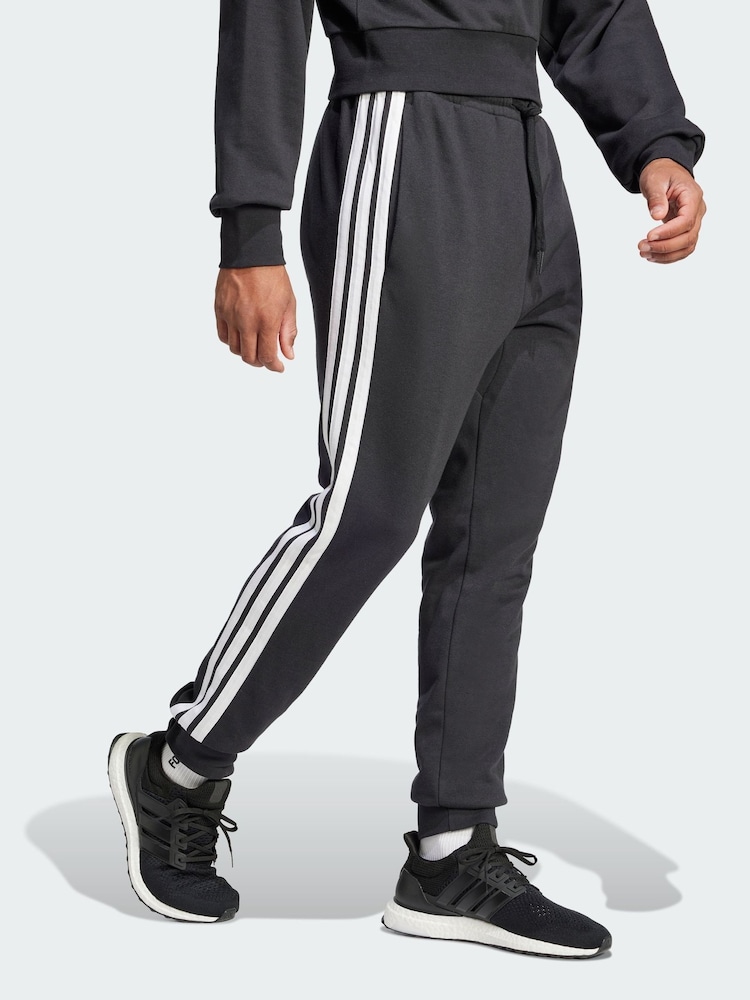 adidas Black Essential 3-Stripes French Terry Joggers - Image 2 of 5 adidas Black Essential 3-Stripes French Terry Joggers - Image 2 of 5