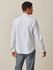 White Stretch Oxford Printed Long Sleeve Shirt - Image 3 of 8