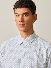 White Stretch Oxford Printed Long Sleeve Shirt - Image 4 of 8