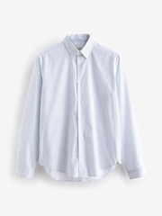 White Stretch Oxford Printed Long Sleeve Shirt - Image 6 of 8