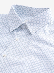 White Stretch Oxford Printed Long Sleeve Shirt - Image 7 of 8