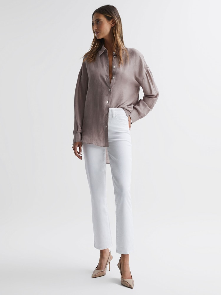Reiss Crisp White Cindy Paige Straight Leg High Rise Jeans - Image 1 of 5