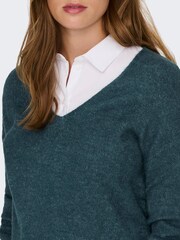 Blau - Jdy Weicher Pullover mit V-Ausschnitt - Bild 5 von 6