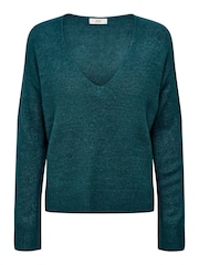 Blau - Jdy Weicher Pullover mit V-Ausschnitt - Bild 6 von 6