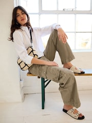 Stone Adjustable Waist Cargo Trousers - Image 2 of 5