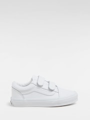Vans Boys Old Skool Touch Fastening White Trainers - Image 1 of 4