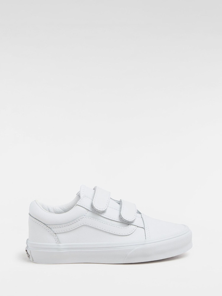 Vans Boys Old Skool Touch Fastening White Trainers - Image 1 of 4
