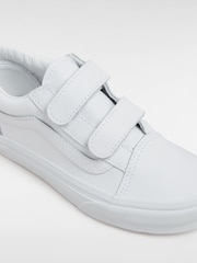 Vans Boys Old Skool Touch Fastening White Trainers - Image 2 of 4