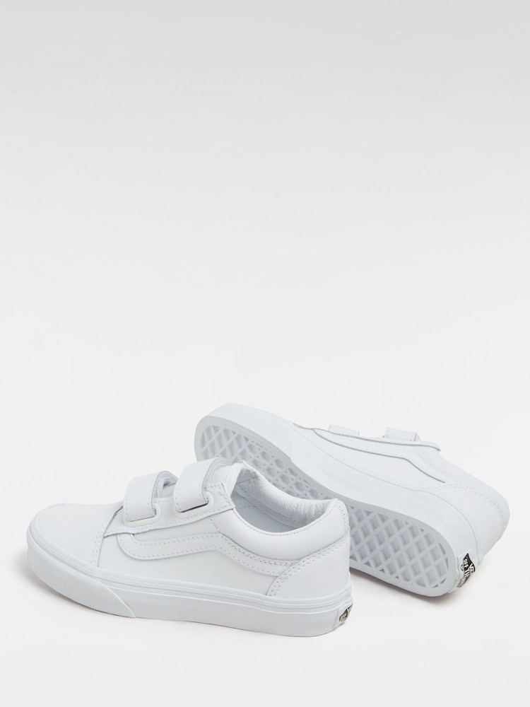 Vans Boys Old Skool Touch Fastening White Trainers - Image 4 of 4