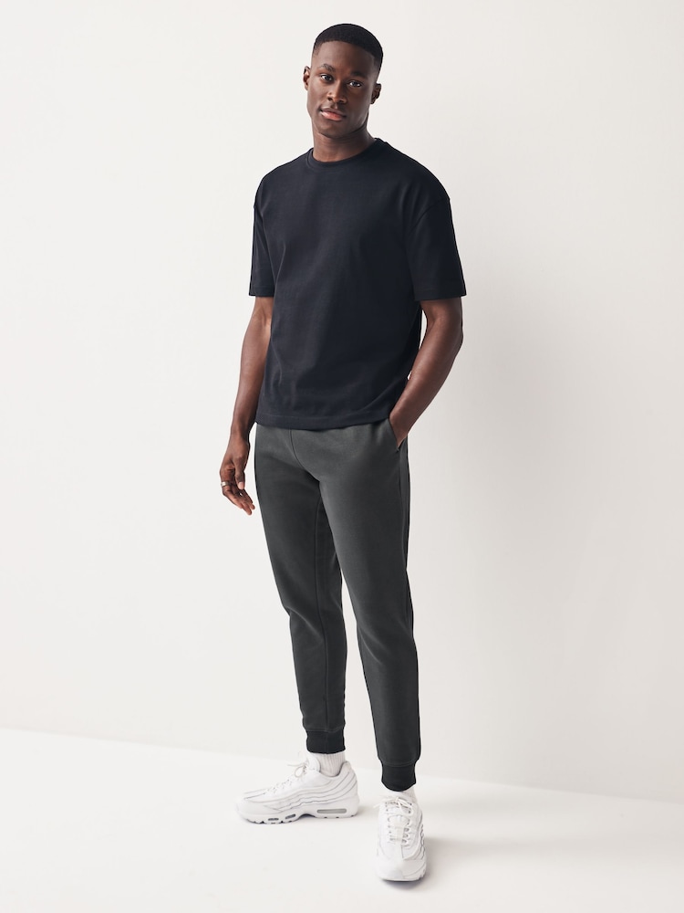 Slate Grey Slim Fit Cotton Blend Cuffed Joggers - Image 2 of 8