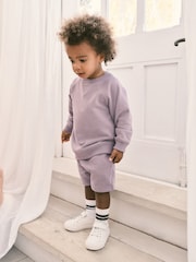 Lilac Purple Oversized 100% Cotton Sweatshirt and Shorts Set (3mths-7yrs) - Image 1 of 3
