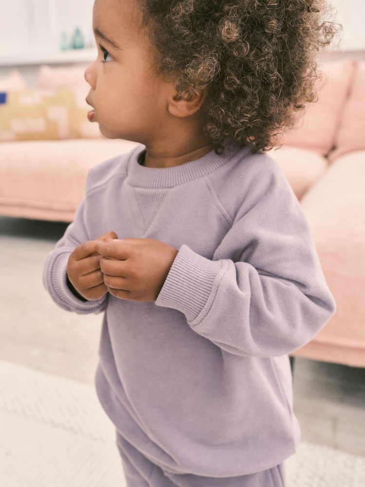 Lilac Purple Oversized 100% Cotton Sweatshirt and Shorts Set (3mths-7yrs) - Image 2 of 3
