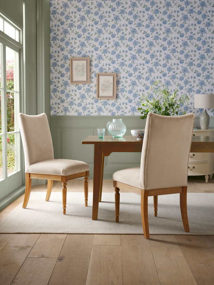 Laura Ashley Set of 2 Baron Chenille Hazlenut Sarsden Dining Chairs - Image 1 of 6