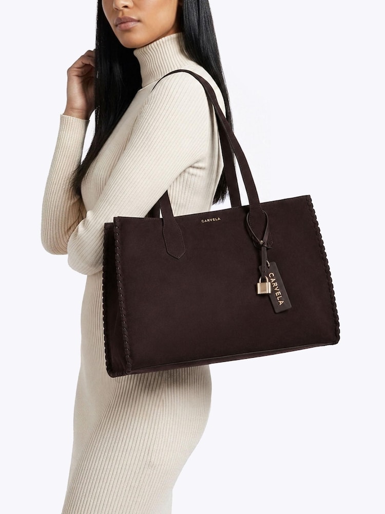 Carvela Brown Juno Whipstitch Tote Bag - Image 2 of 5 Carvela Brown Juno Whipstitch Tote Bag - Image 2 of 5