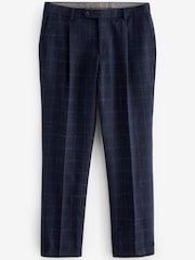 Navy Tailored Textured Check Suit: Trousers - Image 6 of 9