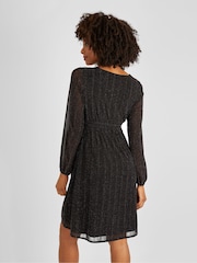 JoJo Maman Bébé Black Sparkle V-Neck Maternity Mini Dress - Image 2 of 6