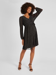 JoJo Maman Bébé Black Sparkle V-Neck Maternity Mini Dress - Image 3 of 6