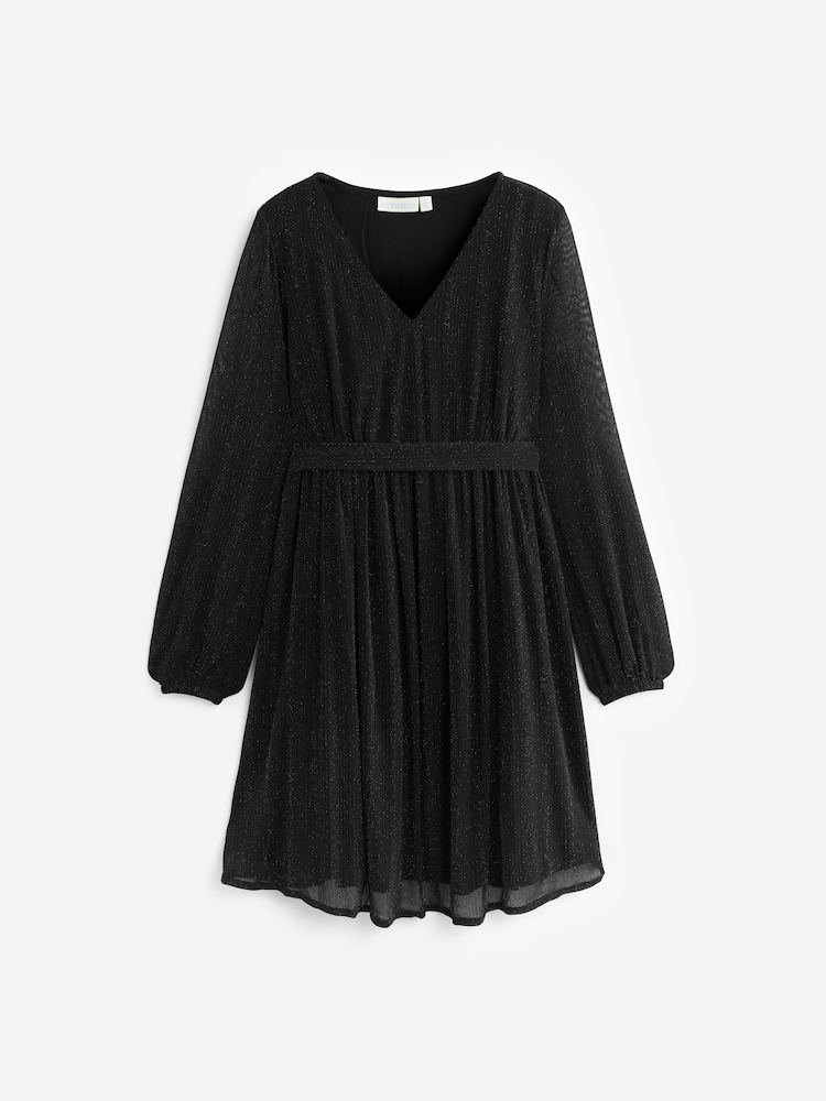 JoJo Maman Bébé Black Sparkle V-Neck Maternity Mini Dress - Image 6 of 6