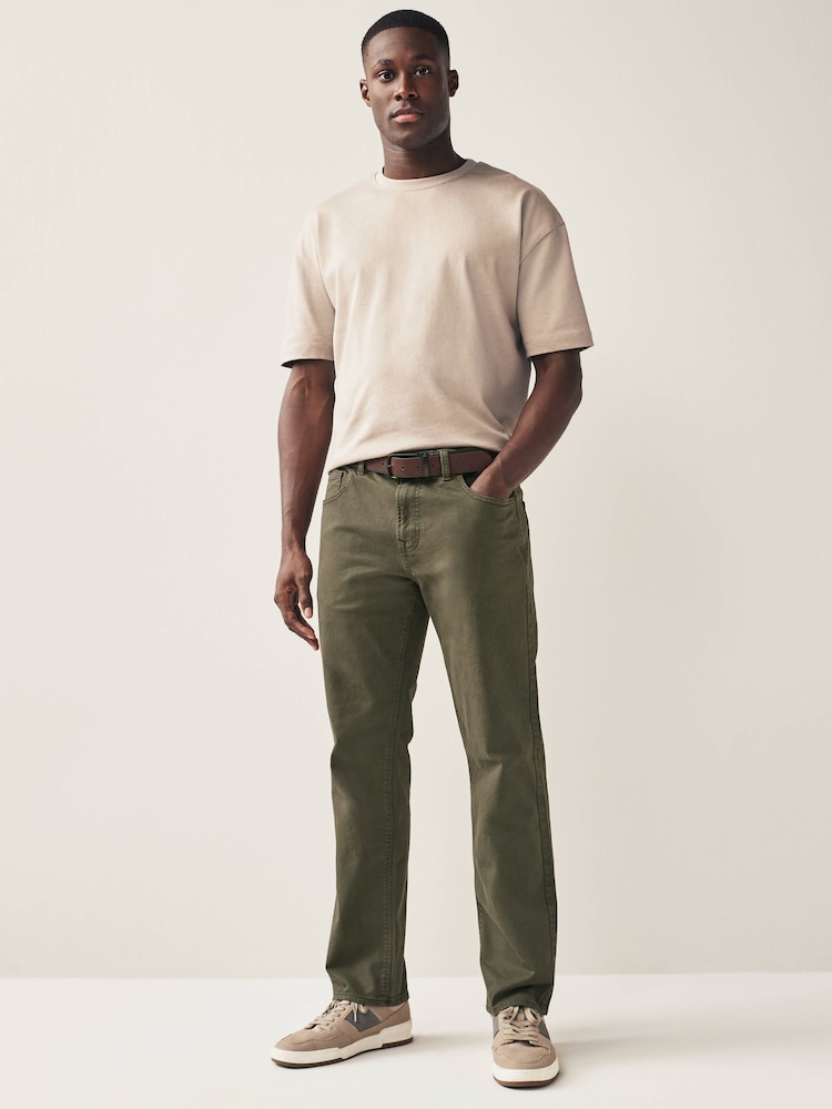 Khaki Green Straight Belted Authentic Jeans - Image 2 of 10 Khaki Green Straight Belted Authentic Jeans - Image 2 of 10